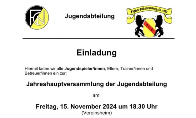 Einladung zur Jahreshauptversammlung der Jugendabteilung